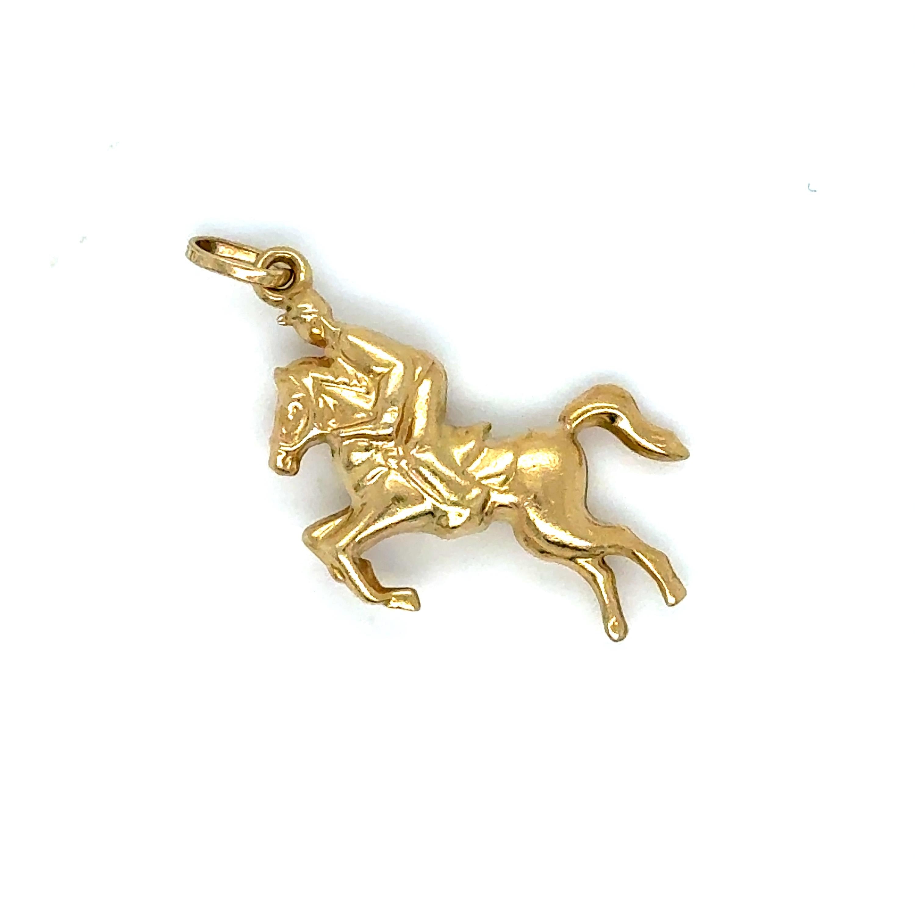 Vintage 14K Yellow Gold Jockey/Horse Charm/ Pendant.