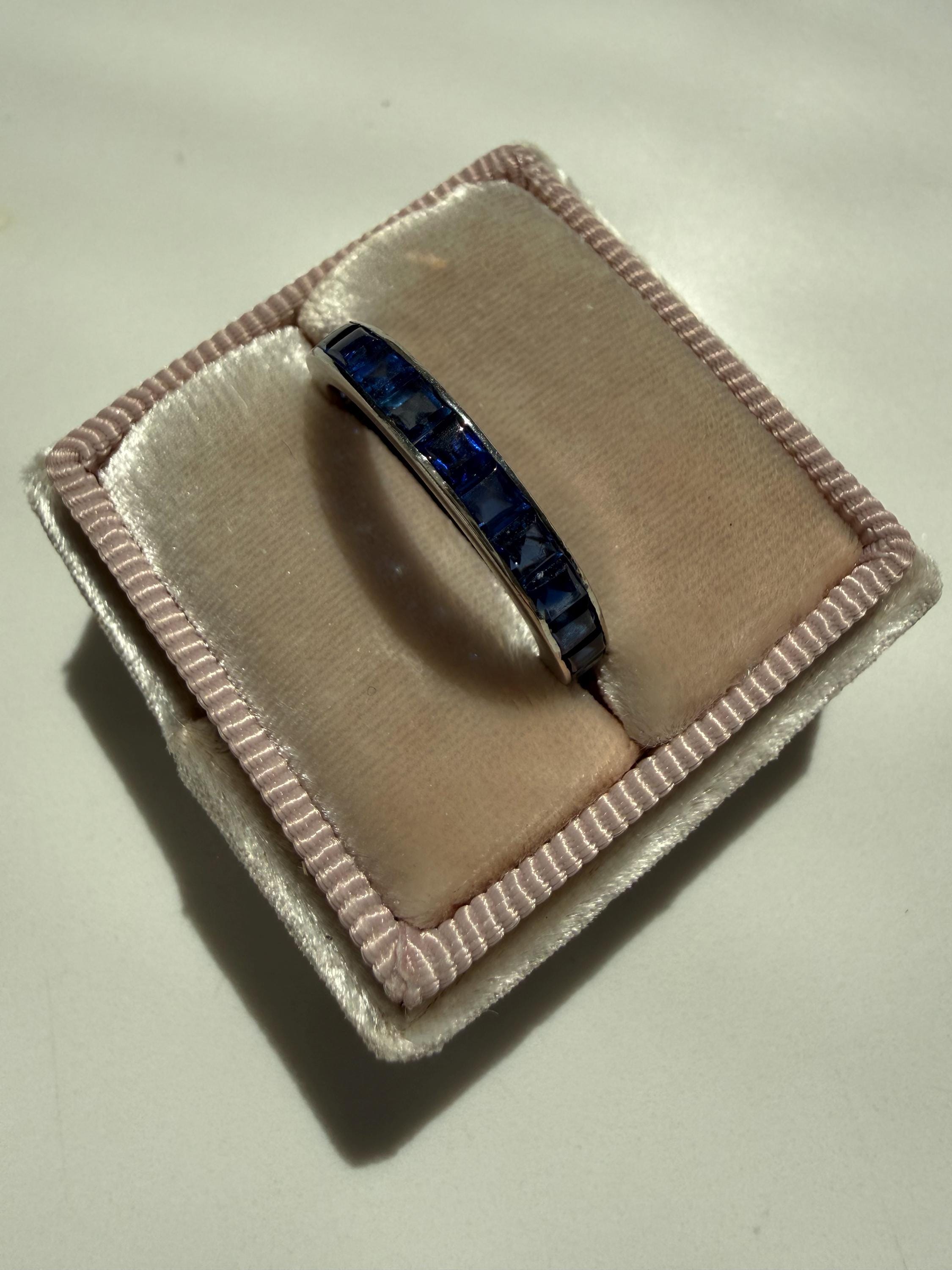 Vintage Platinum Sapphire Eternity Wedding Band - 2.80ct.