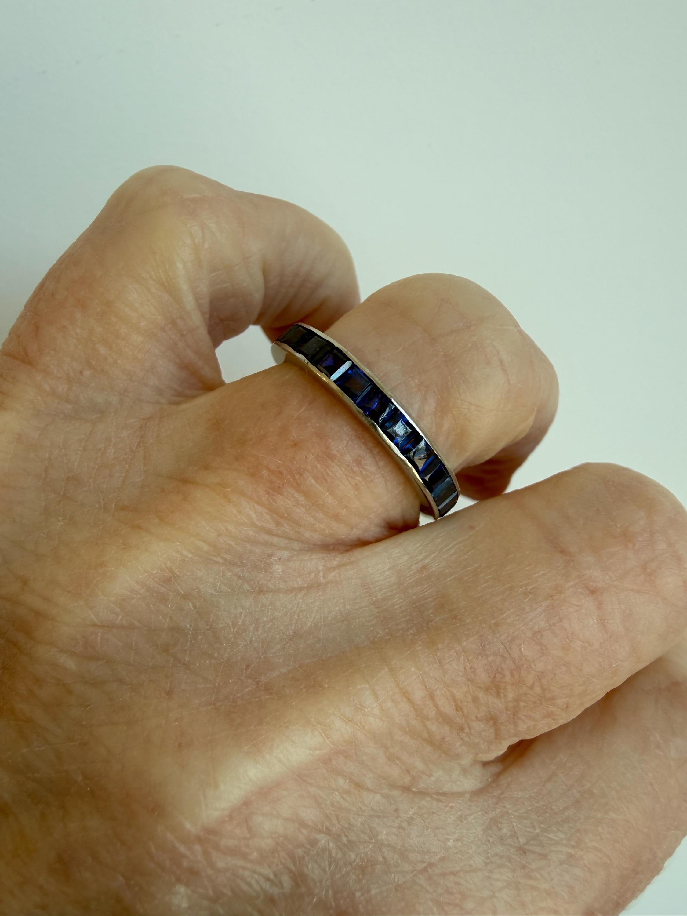 Vintage Platinum Sapphire Eternity Wedding Band - 2.80ct.