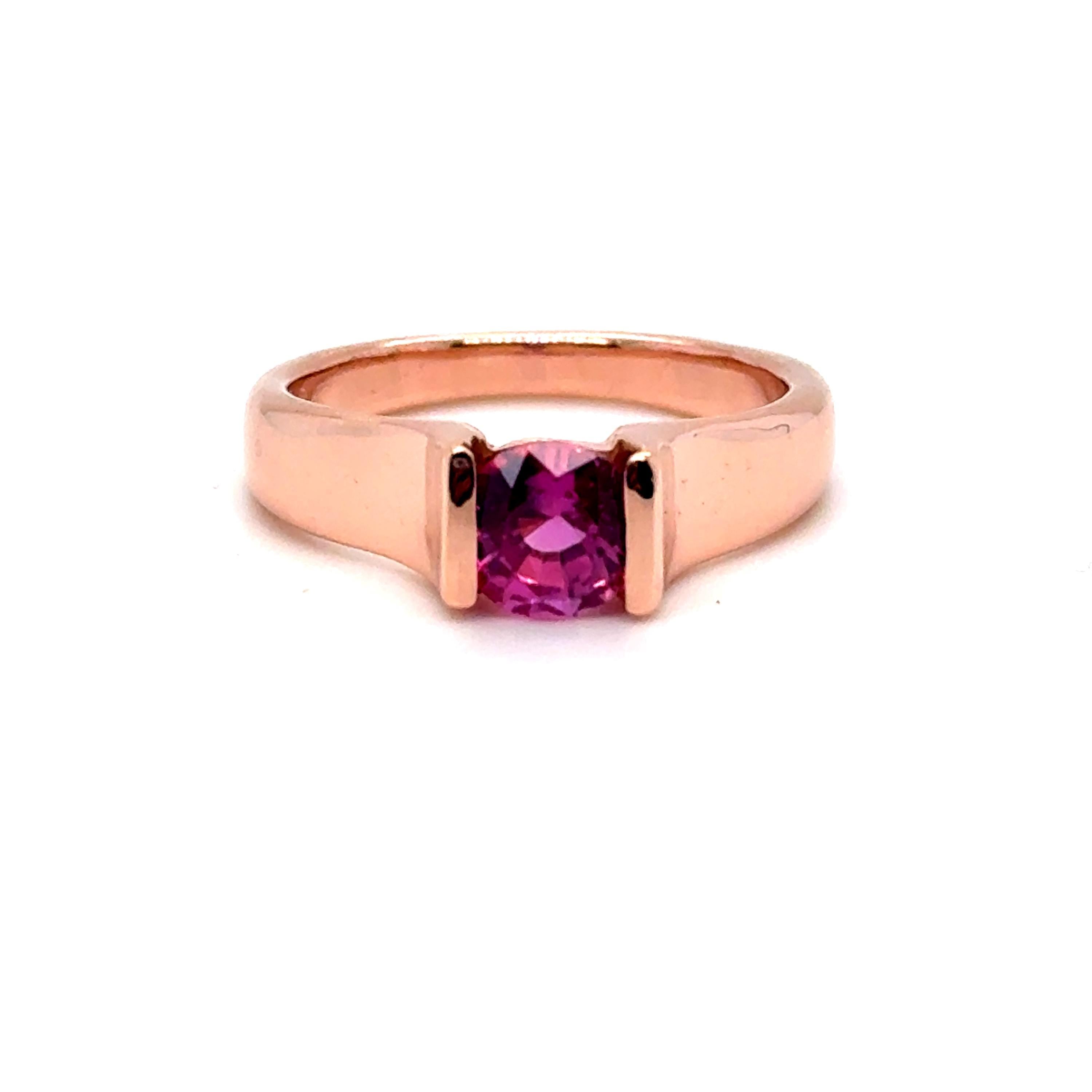 Beautiful Vintage 14K Rose Gold Pink Sapphire Solitaire Engagement Ring - 1.00ct