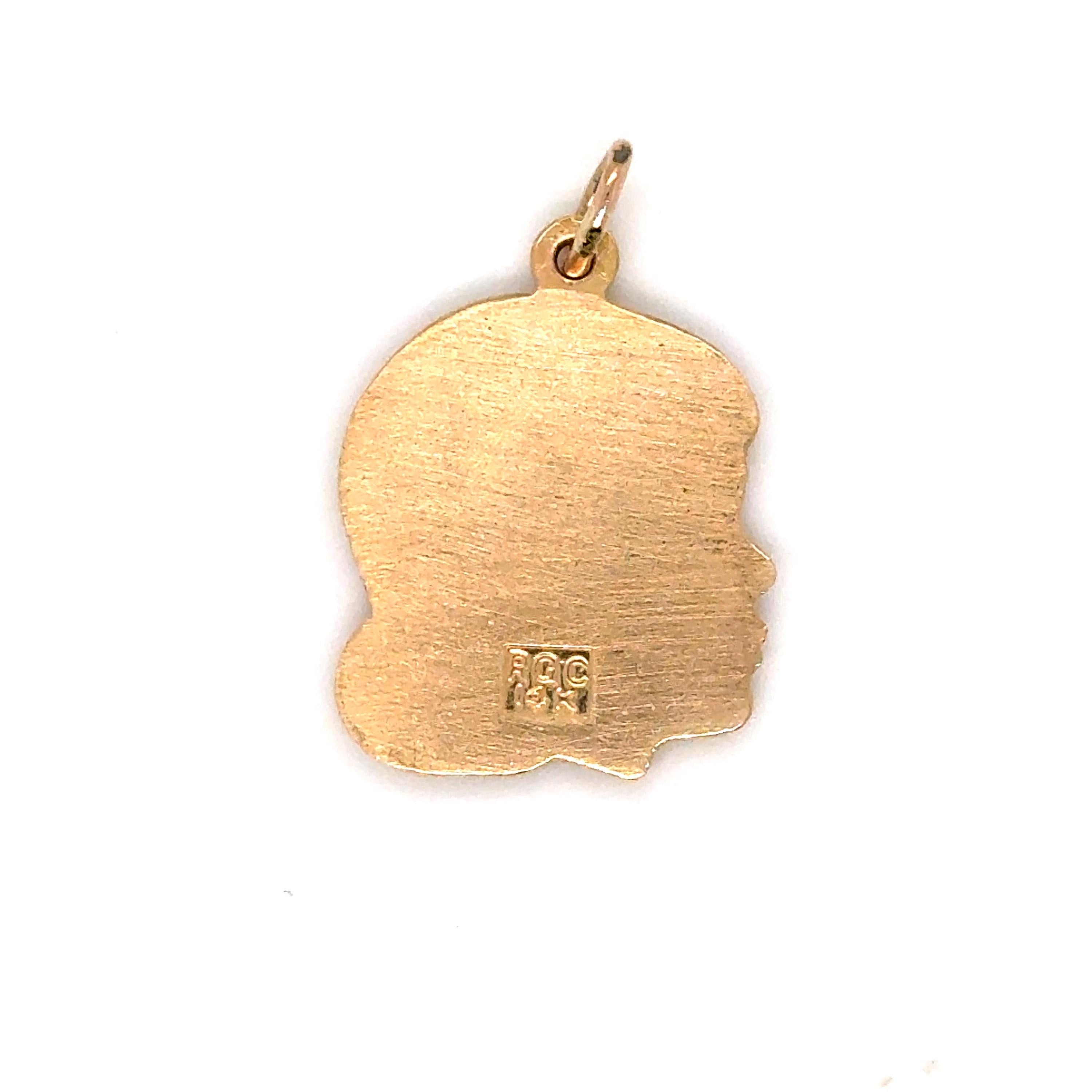 Vintage 14K Yellow Gold Large Girl Head Charm/ Pendant - Hair Down.
