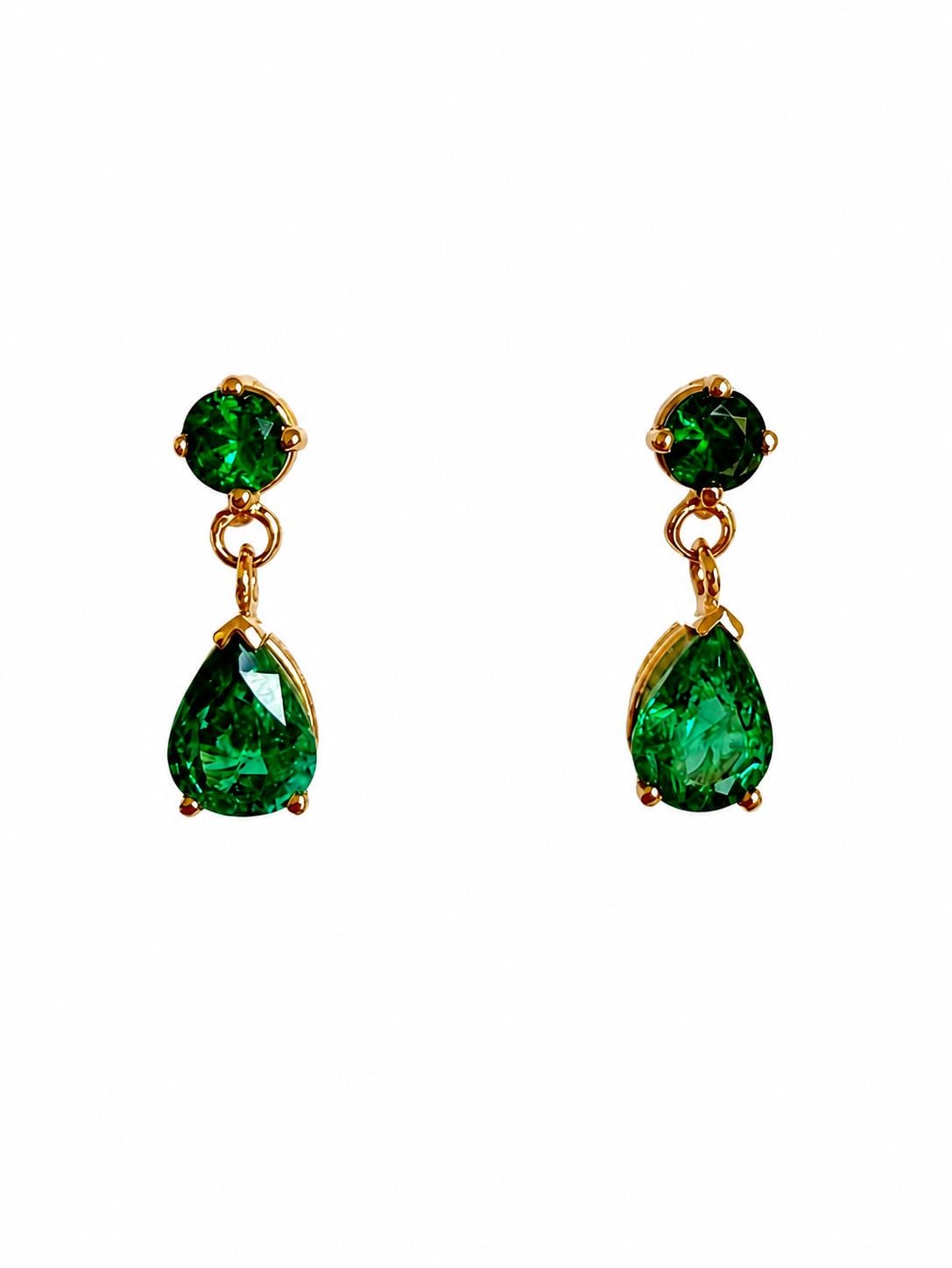 Vintage Natural Emerald Dangle Earrings in 18K Yellow Gold - 2.00ct.