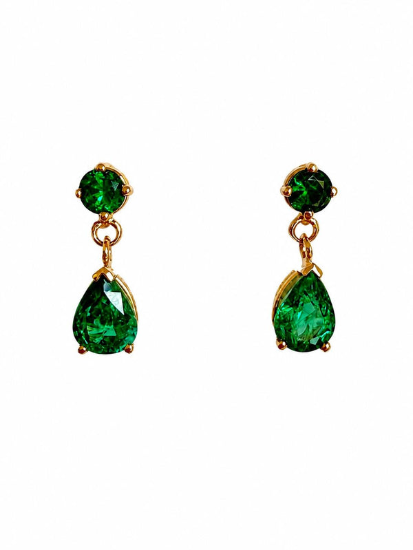 Vintage Natural Emerald Dangle Earrings in 18K Yellow Gold - 2.00ct.